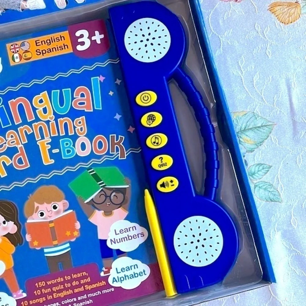 Brand New Bilingual Interactive Learning Word E-Book & Flashcards Toy Spanish